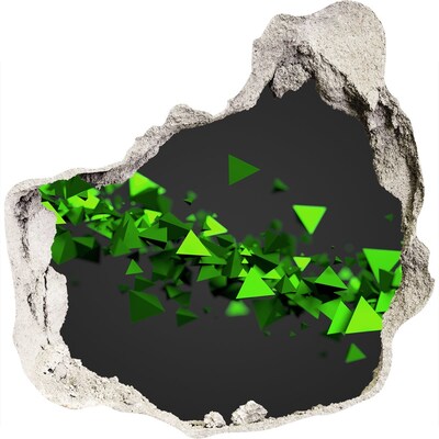 Samolepící díra na stěnu Zelená geometrie v díře ve zdi