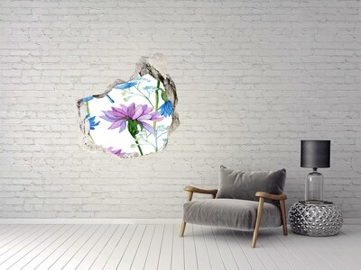 Samolepící díra na stěnu Květinová fototapeta Díra ve zdi
