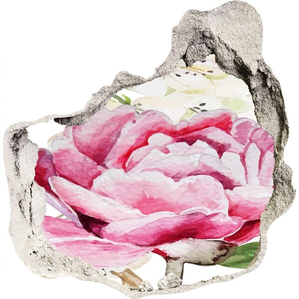 Nálepka 3D díra samolepící Díra ve zdi Květinová krajina