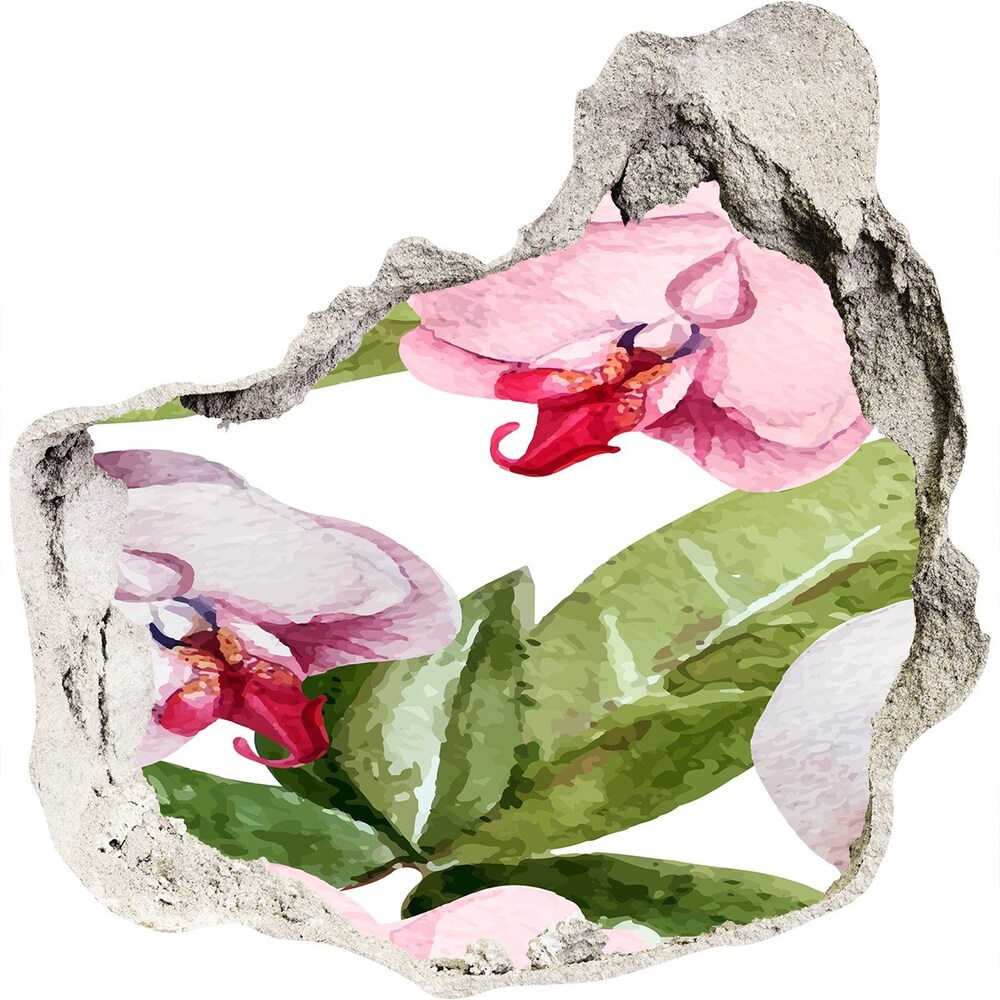 Nálepka díra na zeď Růžové orchideje