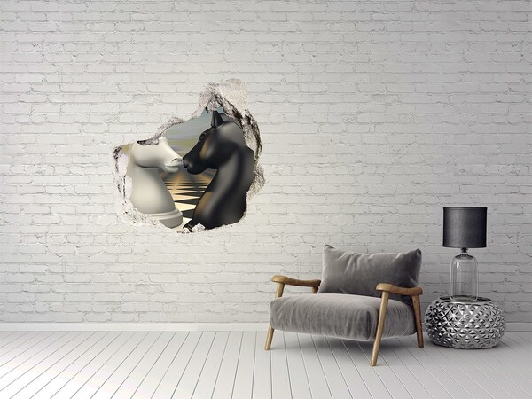 Samolepící díra na stěnu Šachová konfrontace