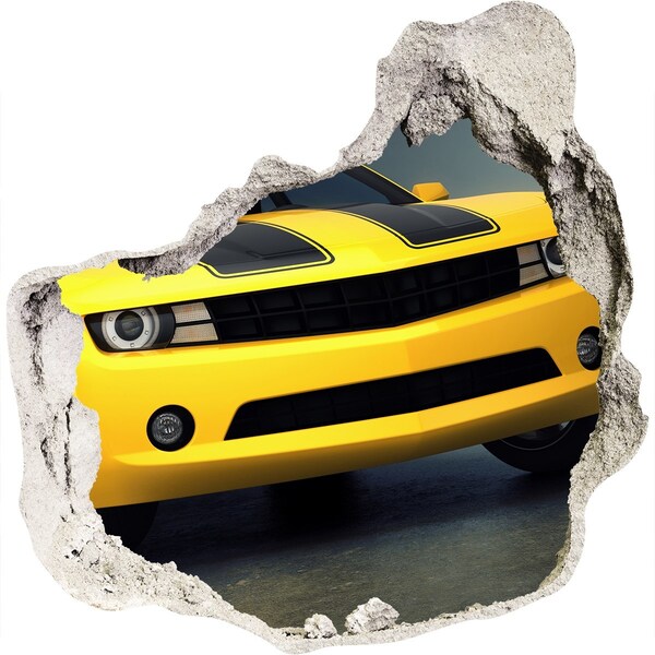 Díra 3D fototapeta nálepka Zničená zeď se žlutým autem