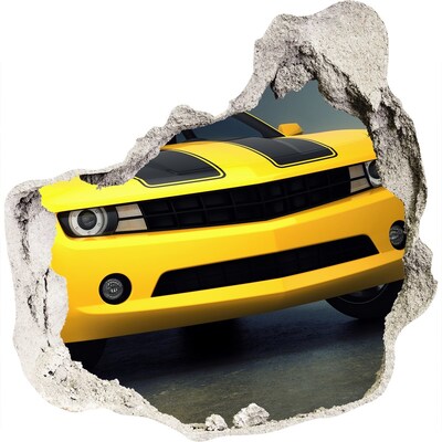 Díra 3D fototapeta nálepka Zničená zeď se žlutým autem