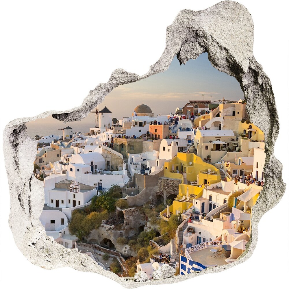 Foto fotografie díra na zeď Santorini Řecko