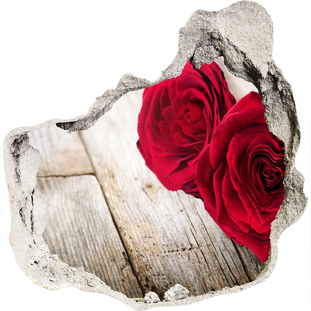 Nálepka 3D díra na zeď Růže na dřevě