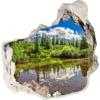 Nálepka 3D díra na zeď Jezero v lese