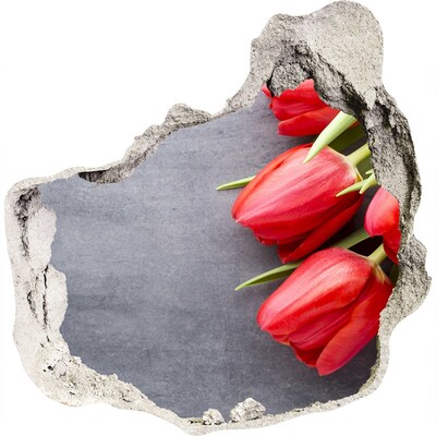 Samolepící díra na stěnu Červené tulipány
