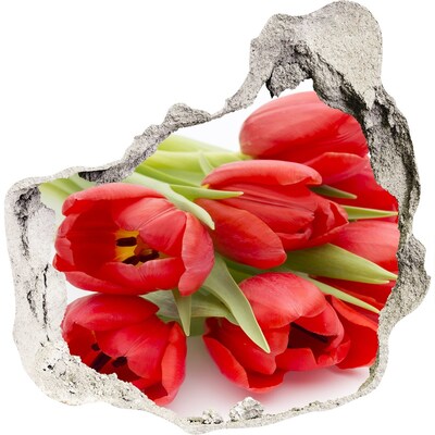 Samolepící díra na stěnu Červené tulipány