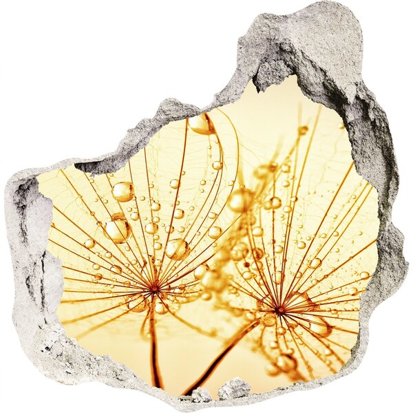 Díra 3D fototapeta nálepka Zlaté květiny v betonu