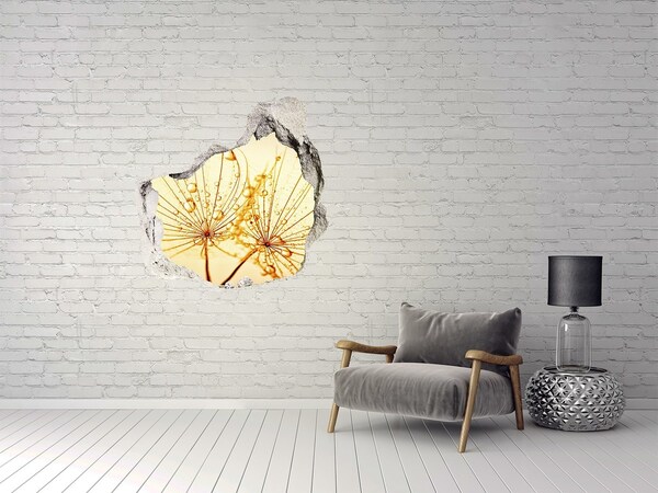 Díra 3D fototapeta nálepka Zlaté květiny v betonu