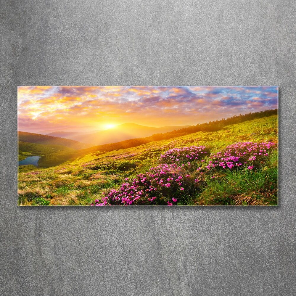 Foto obraz akrylové sklo Západ slunce hory