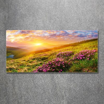 Foto obraz akrylové sklo Západ slunce hory