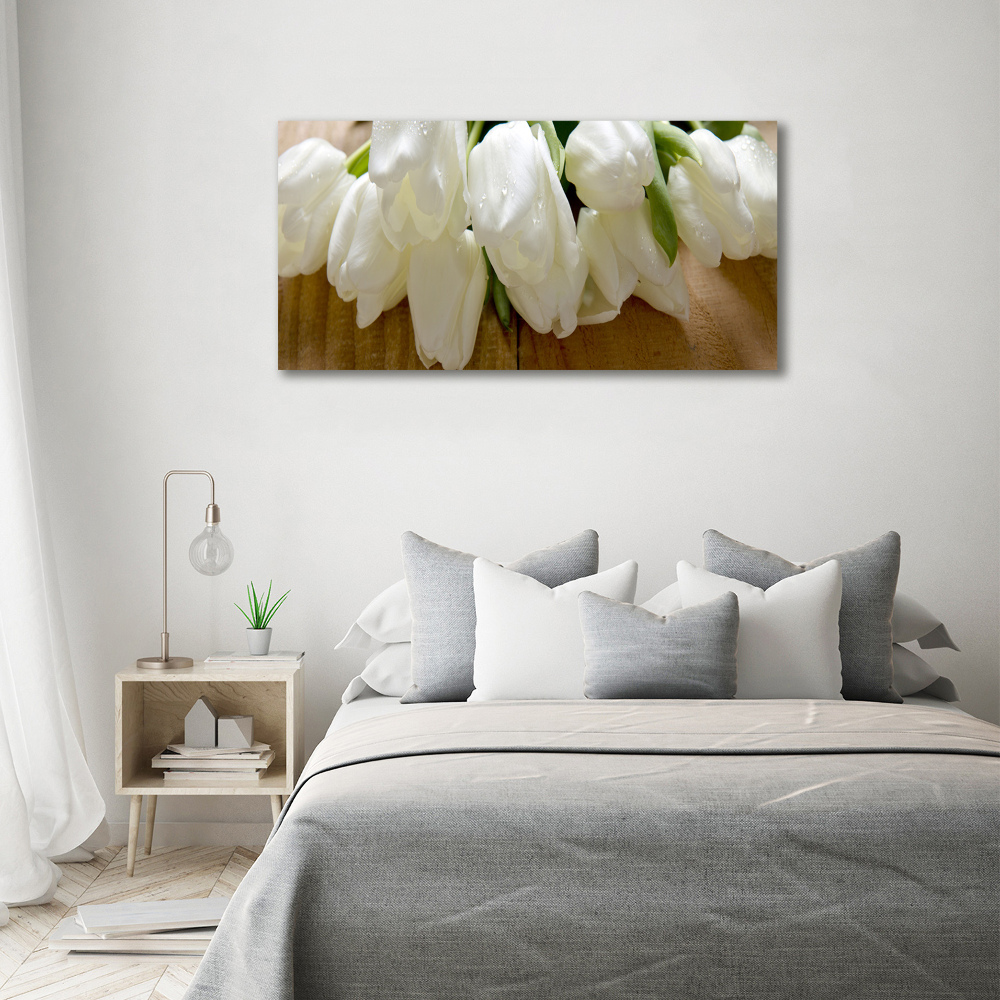Foto obraz akrylový Bílé tulipány