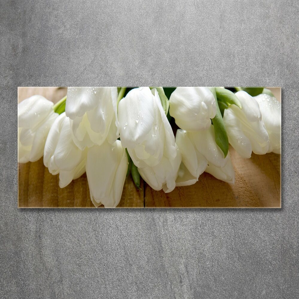Foto obraz akrylový Bílé tulipány