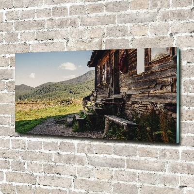 Moderní akrylový fotoobraz Dřevěný dům hory