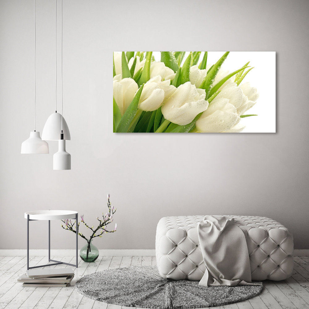 Moderní obraz fotografie na akrylu Bílé tulipány