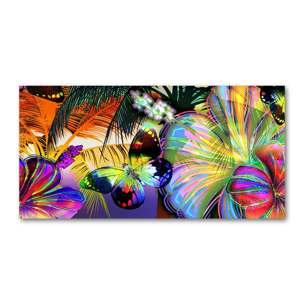 Foto obraz akrylový do obýváku Květiny a motýl