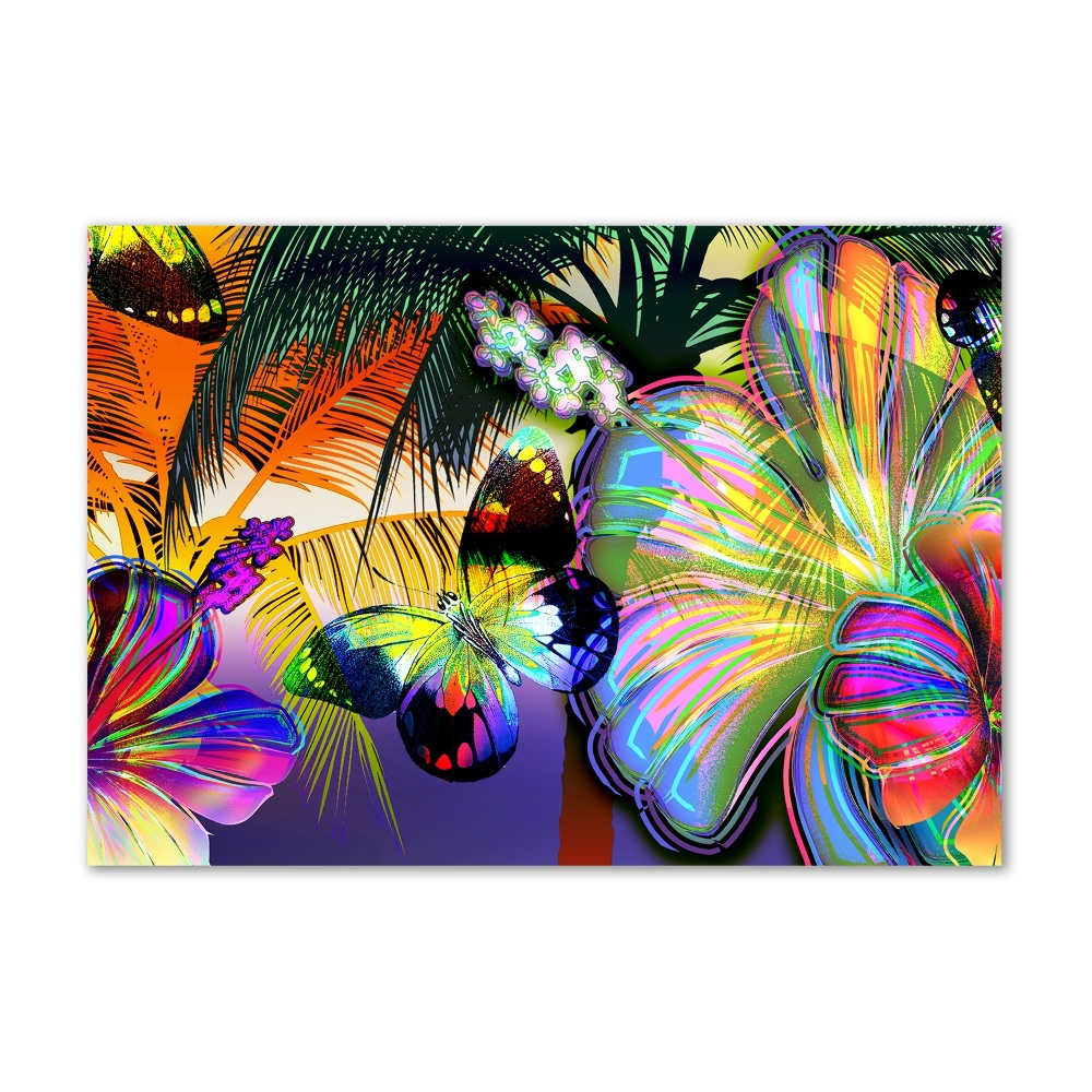 Foto obraz akrylový do obýváku Květiny a motýl
