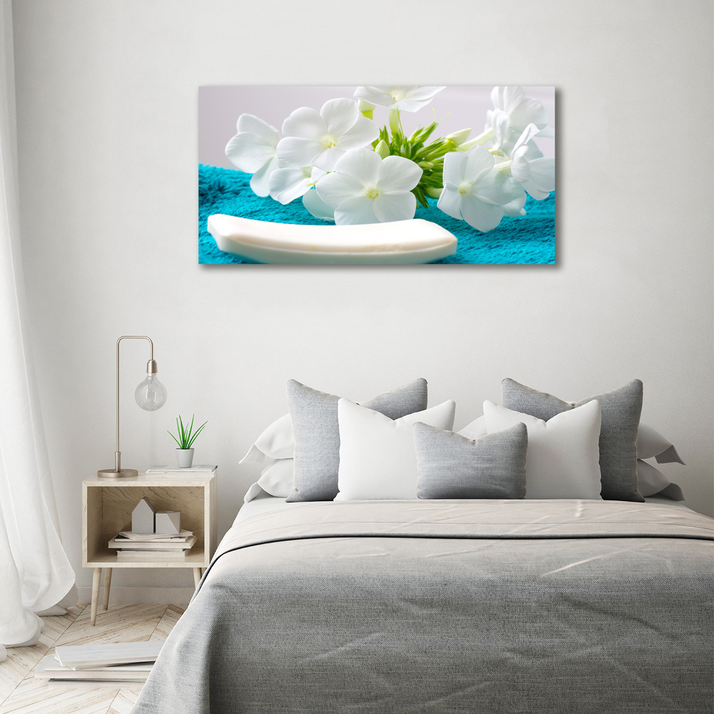 Moderní akrylový fotoobraz Bílé květiny spa