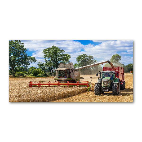 Foto obraz akrylový na stěnu Kombajn a traktor