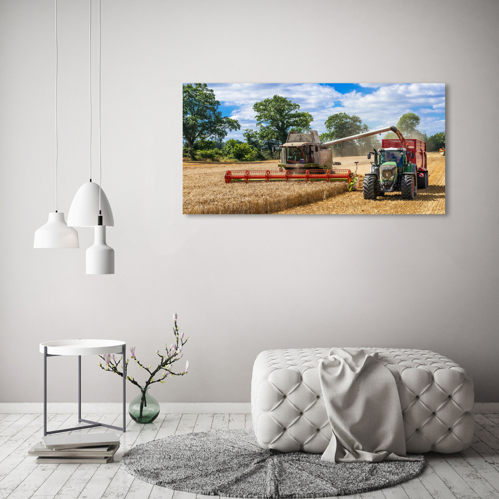 Foto obraz akrylový na stěnu Kombajn a traktor