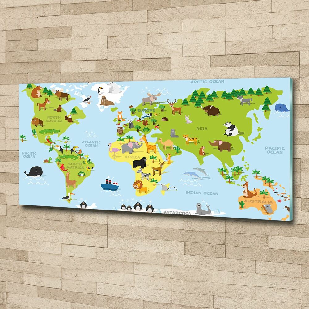 Foto obraz akrylový na stěnu Mapa zvířata