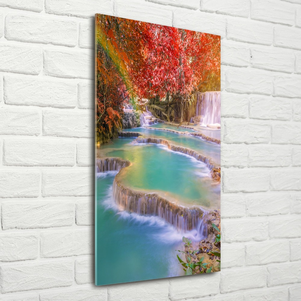 Foto obraz akrylový vertikální Vodopád podzim