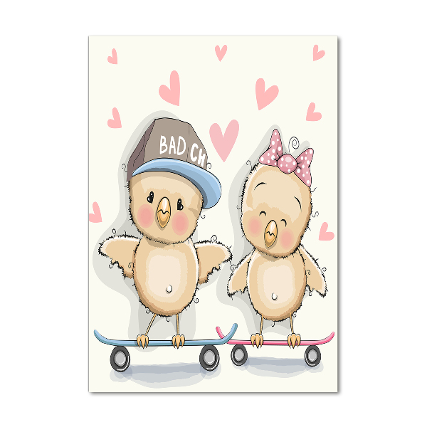 Foto obraz akrylový vertikální Slepice skateboard