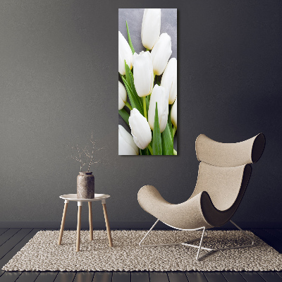 Foto obraz akryl do obýváku vertikální Bílé tulipány