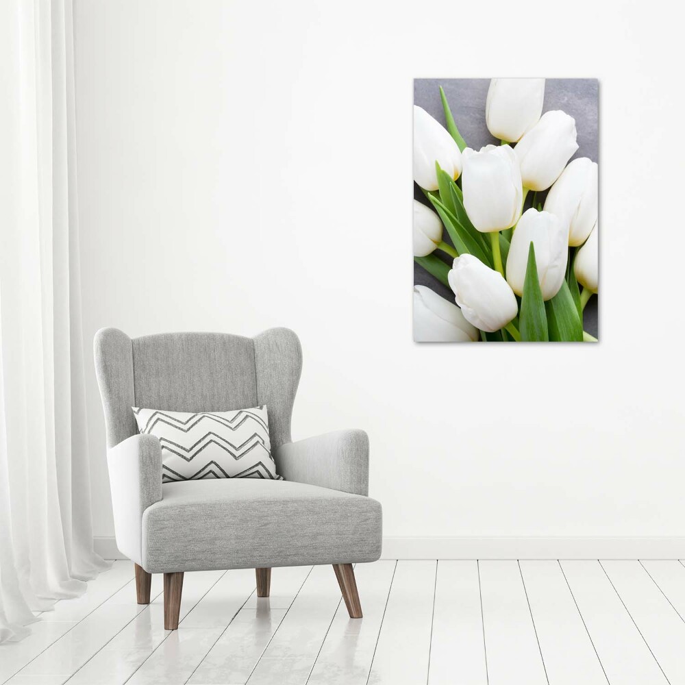 Foto obraz akryl do obýváku vertikální Bílé tulipány