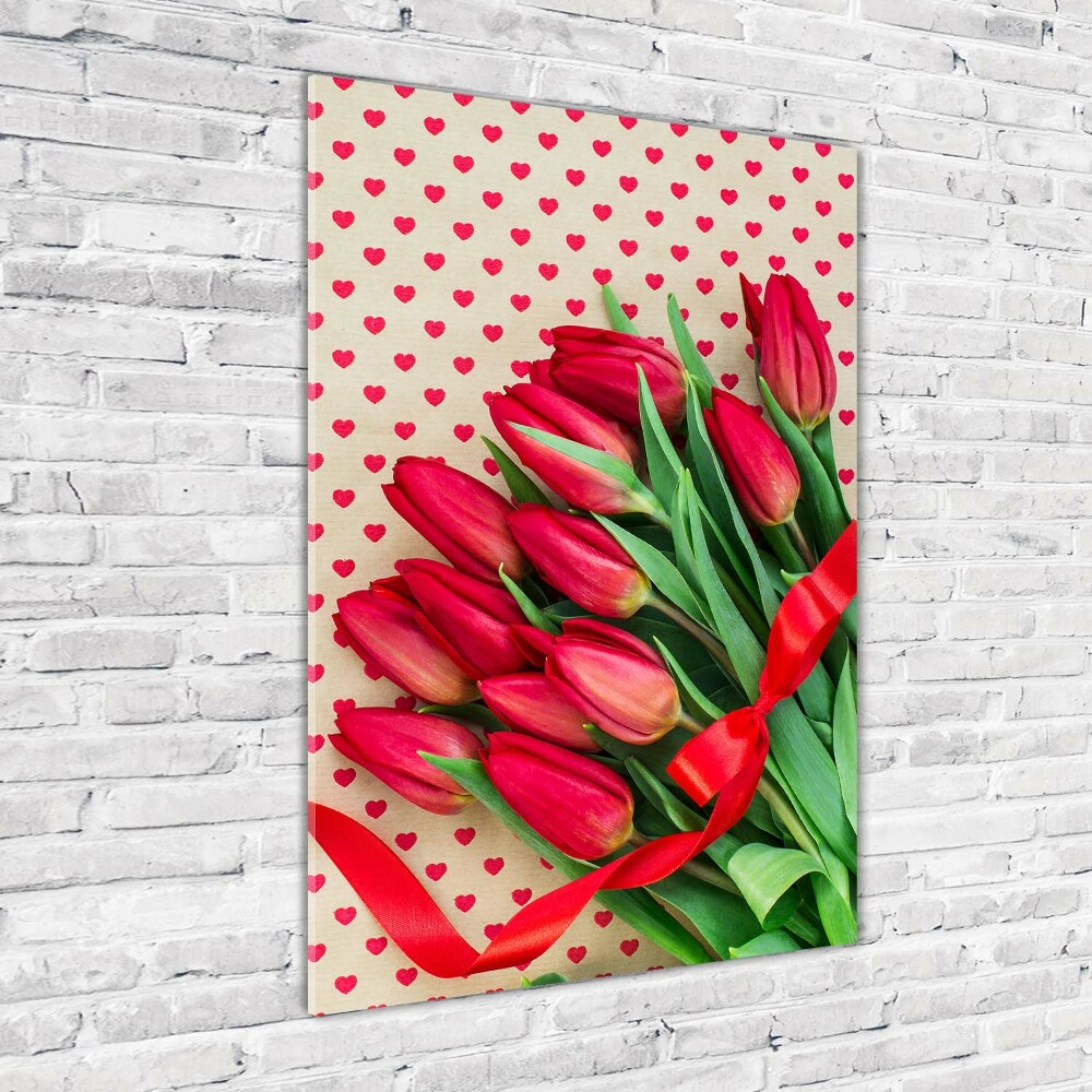 Foto obraz akrylový vertikální Červené tulipány