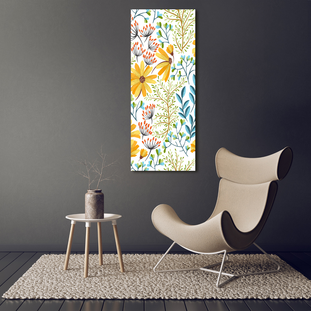 Moderní akrylový fotoobraz vertikální Polní květiny