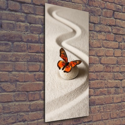 Foto obraz akrylový vertikální Kámen zen a motýl