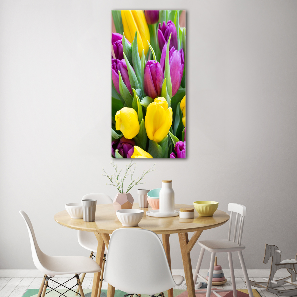 Foto obraz akrylový vertikální Barevné tulipány