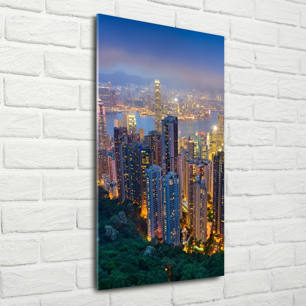 Foto obraz akrylový do obýváku vertikální Noční Hong kong