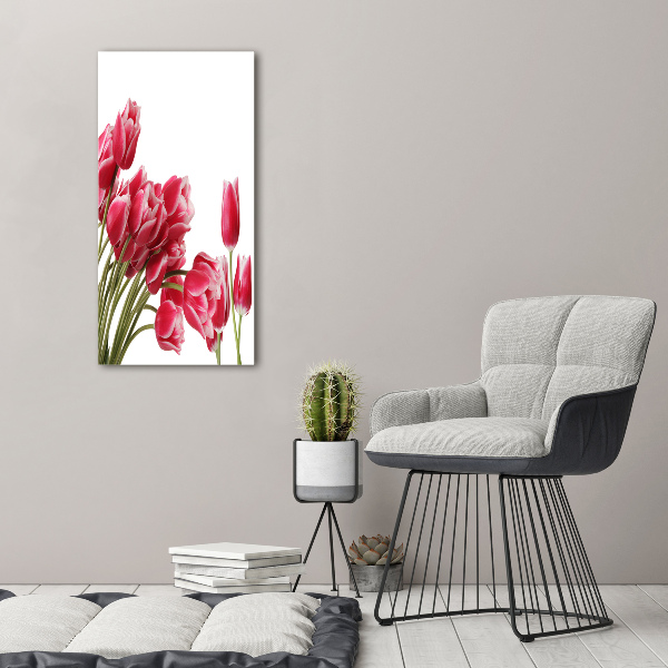 Foto obraz akrylový vertikální Červené tulipány