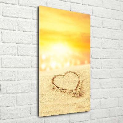 Foto obraz akryl do obýváku vertikální Srdce na pláži