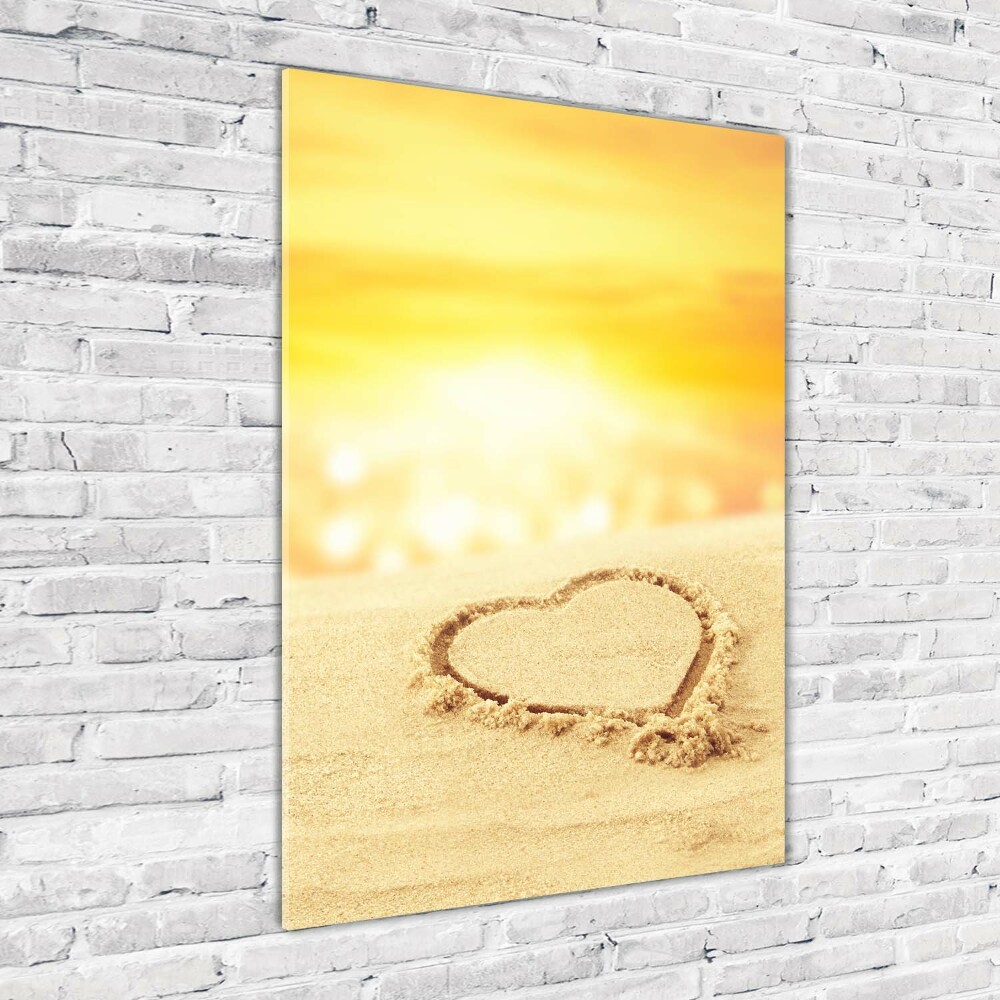 Foto obraz akryl do obýváku vertikální Srdce na pláži