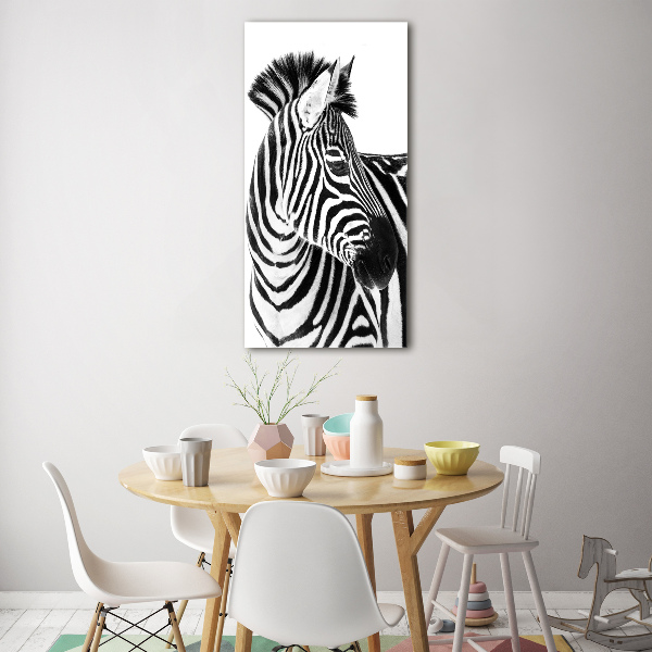 Foto obraz akryl do obýváku vertikální Zebra na sněhu