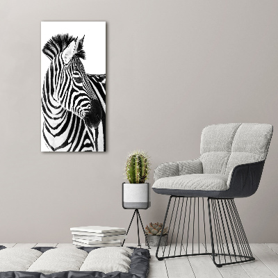 Foto obraz akryl do obýváku vertikální Zebra na sněhu