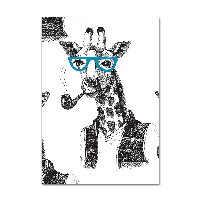 Foto obraz akrylový vertikální Žirafa v brýlích