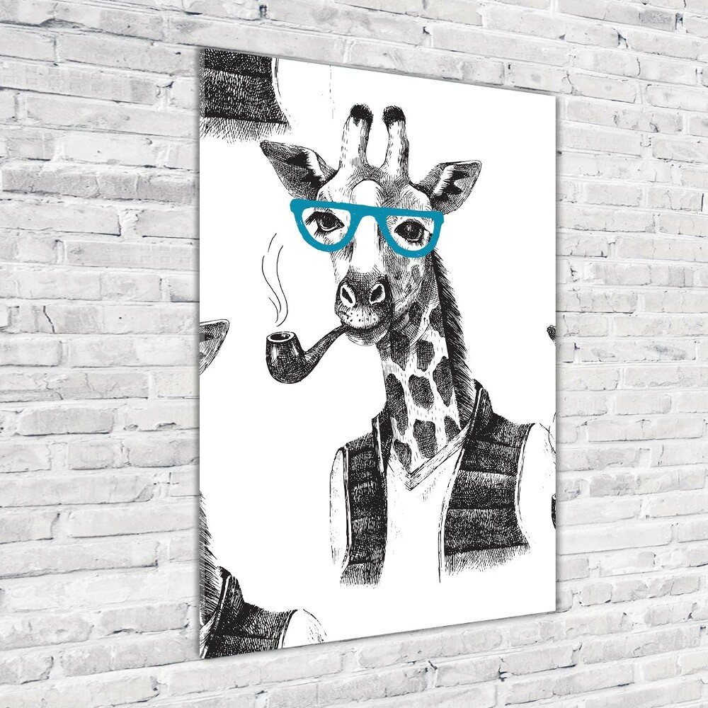 Foto obraz akrylový vertikální Žirafa v brýlích