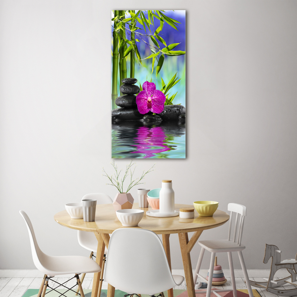 Foto obraz akrylový vertikální Orchidej a bambus