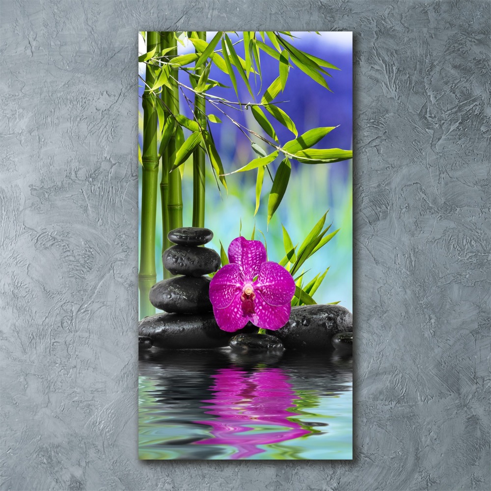 Foto obraz akrylový vertikální Orchidej a bambus