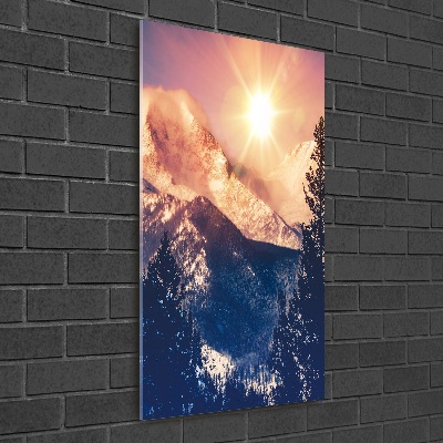 Foto obraz akrylový vertikální Slunce nad horami
