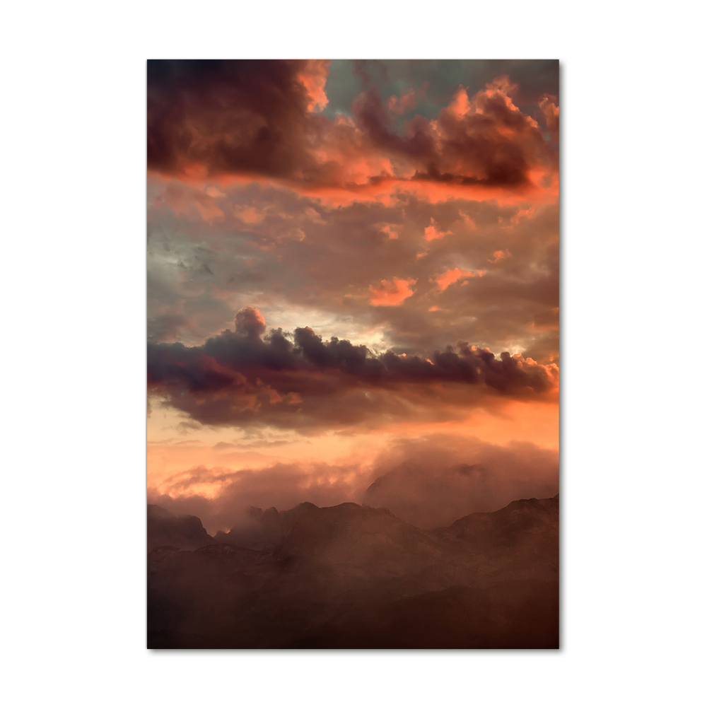 Foto obraz akrylový vertikální Západ slunce hory