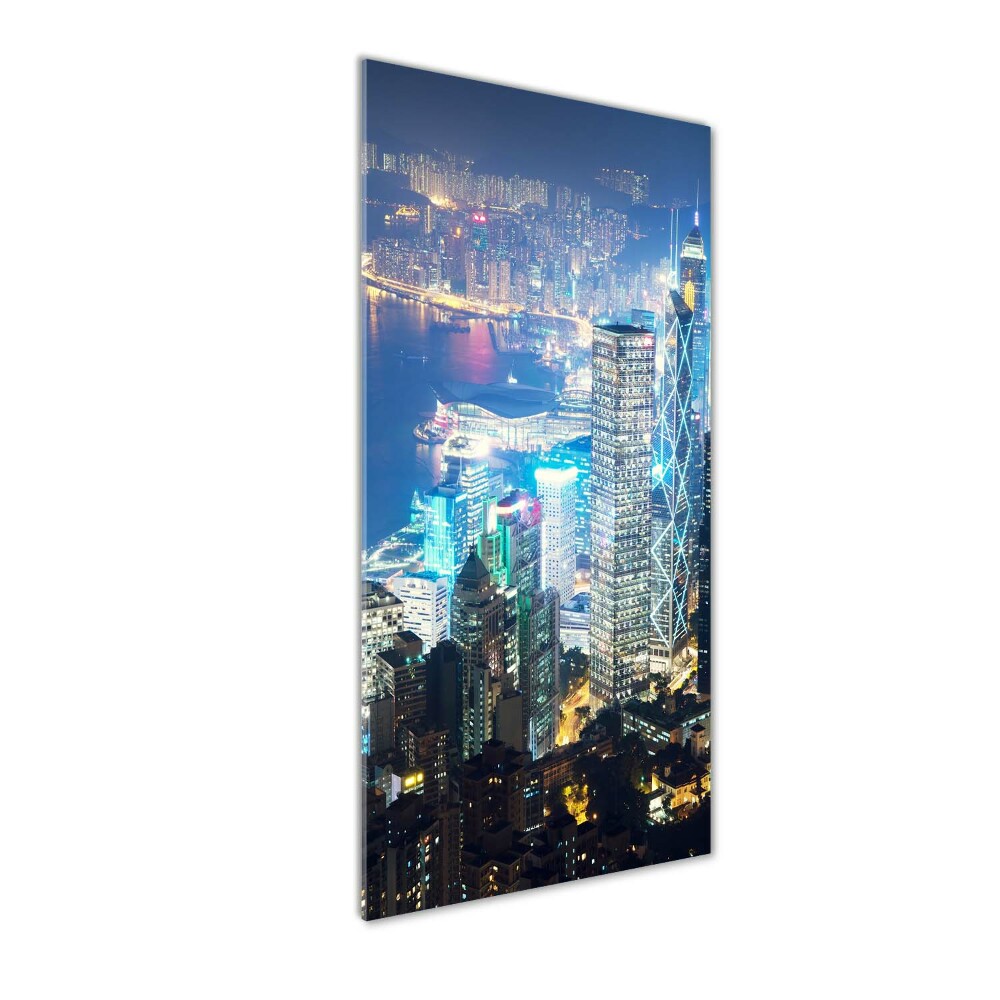 Foto obraz akryl do obýváku vertikální Noční Hongkong