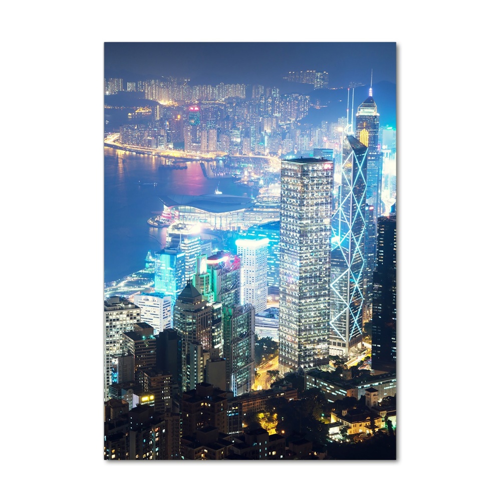Foto obraz akryl do obýváku vertikální Noční Hongkong