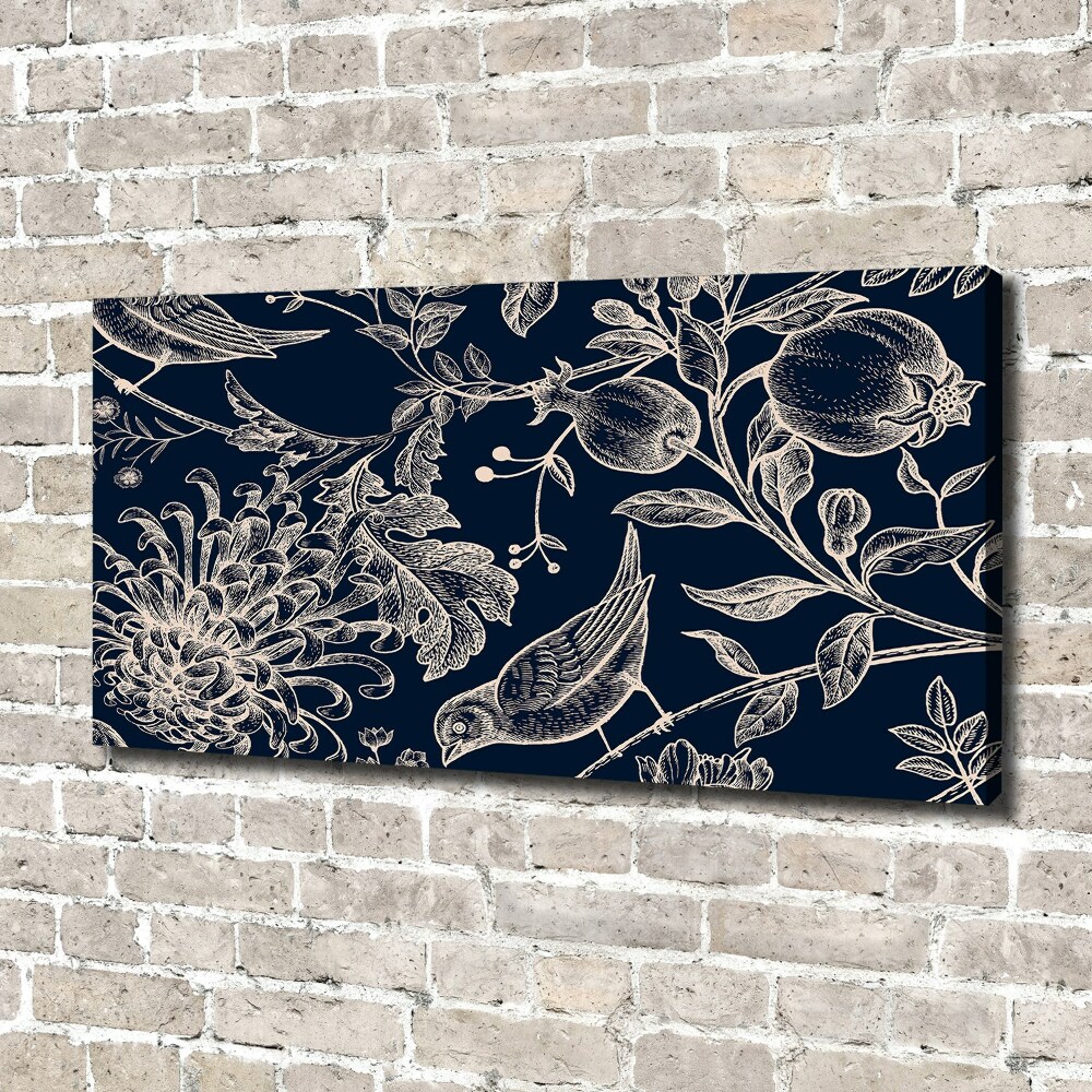 Foto obraz na plátně do obýváku Květiny a ptáci