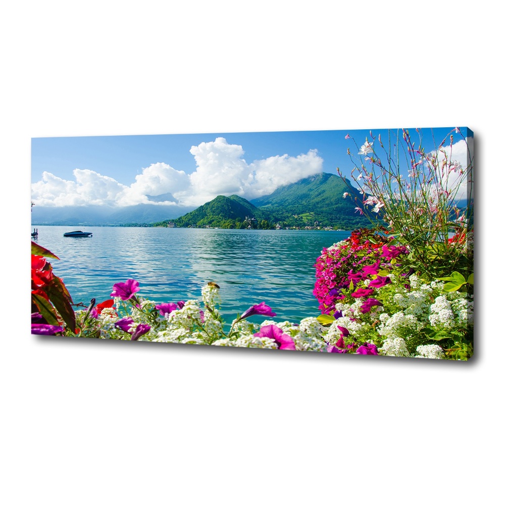 Moderní fotoobraz canvas na rámu Květiny nad jezerem